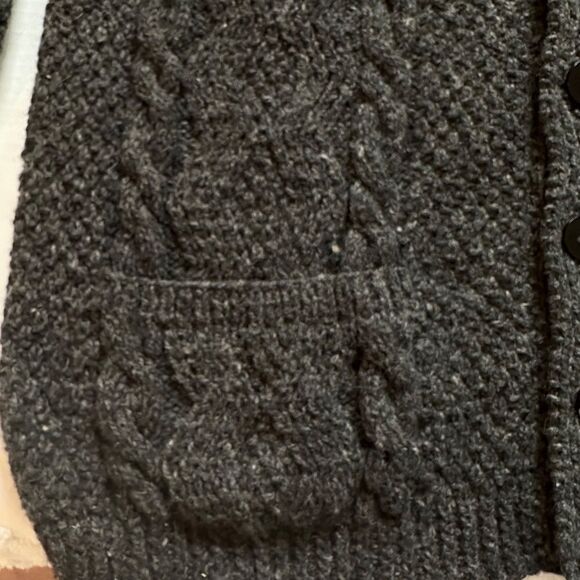 XL Grey Yarn Points Crafts 100% wool cardigan - Picture 4 of 7